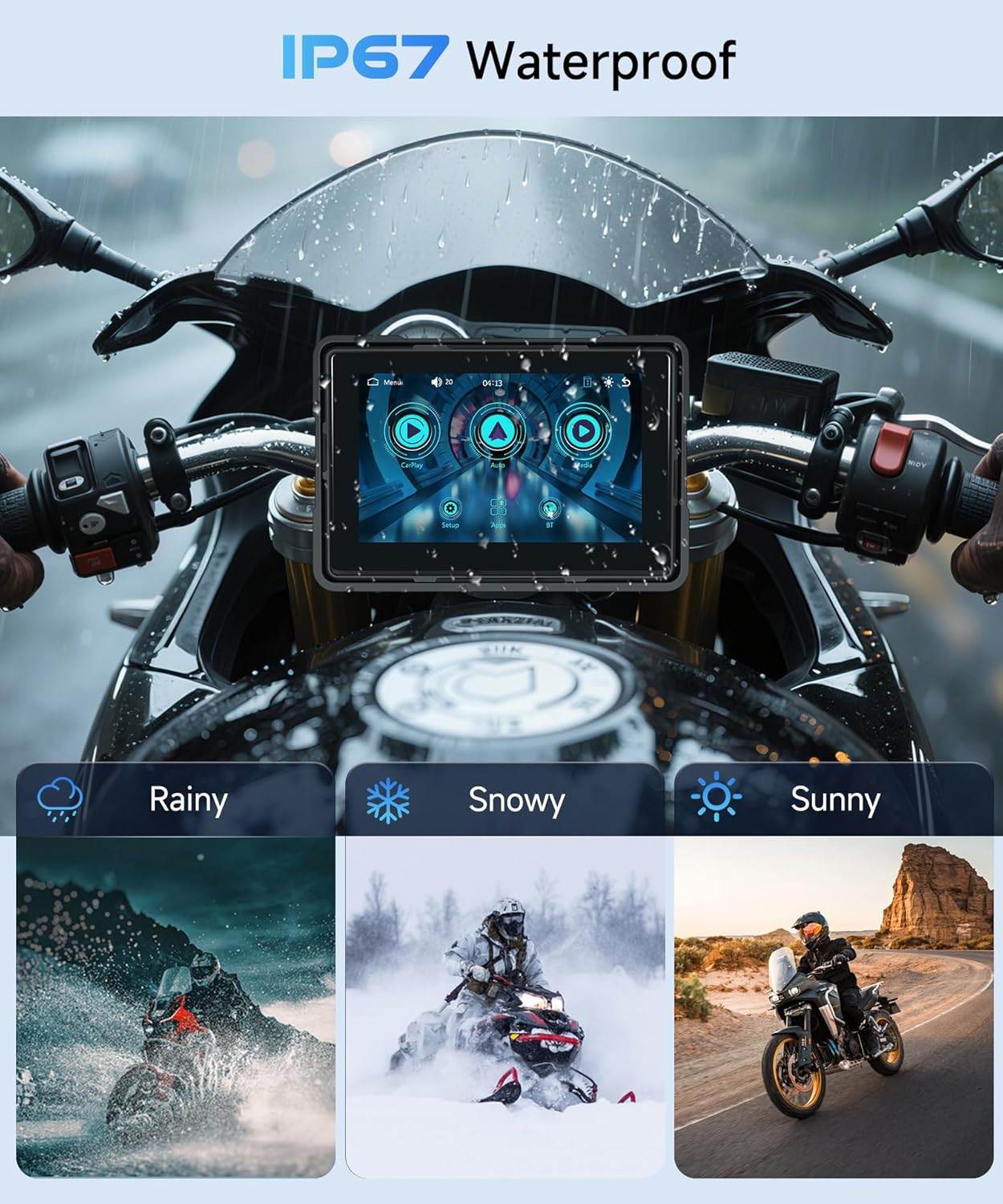 5 Inch Motorcycle Carplay GPS Navigation System, Android Auto Portable Carplay S