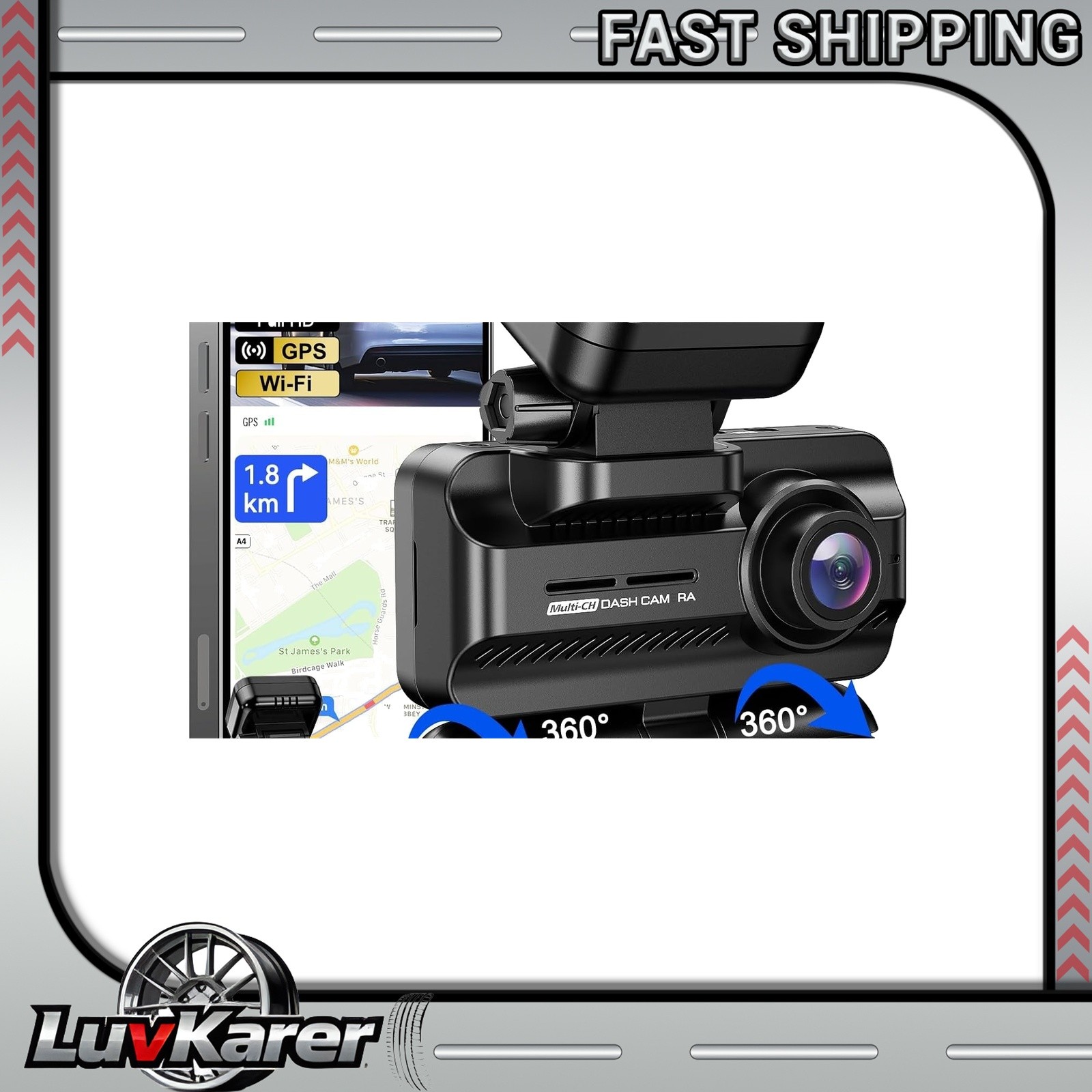 Dash Cam 4 Channel 360° F/R/Inside DashCam, 4K+3*1080P Car Camera For Car