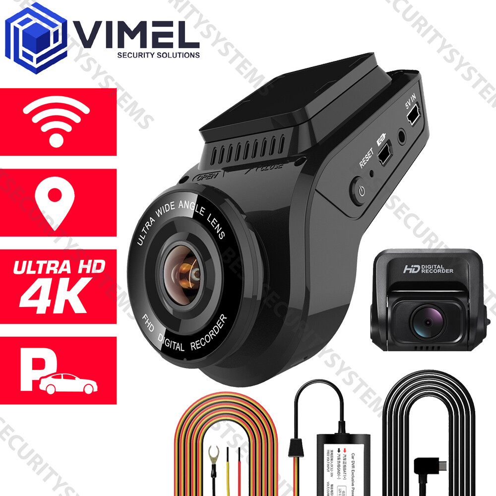 24/7 Dual Dash Camera 4K GPS WIFI Security Parking Mode Hardwire Kit