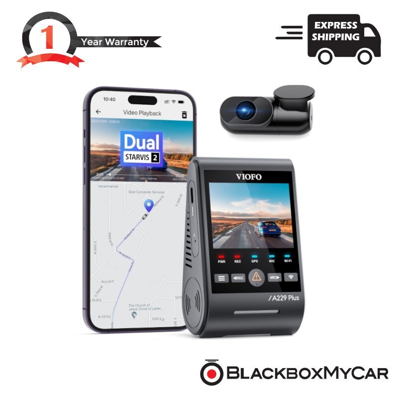 VIOFO A229 PLUS 2CH Front and Rear Dashcam 2K+2K, HDR, WiFi, GPS, Sony STARVIS 2