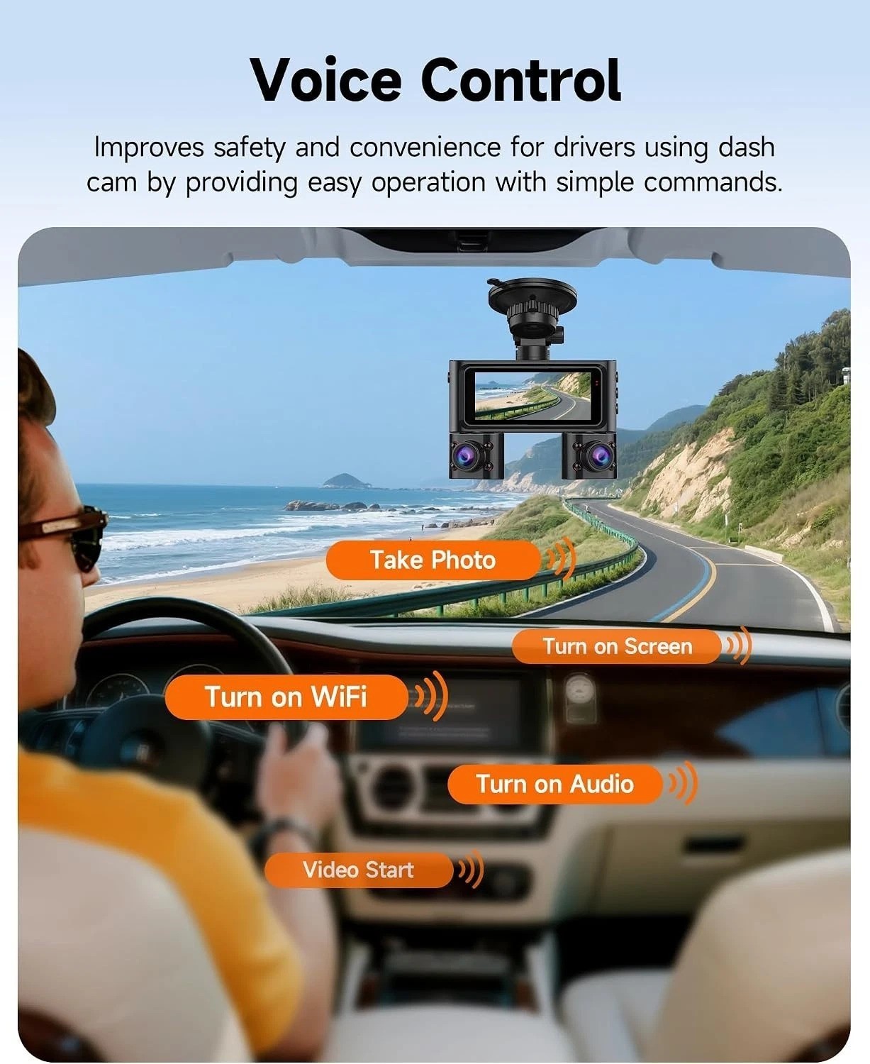 360° View Dash Cam Front and Rear Inside, 4 Channel Camera for Cars | 3.16” I…