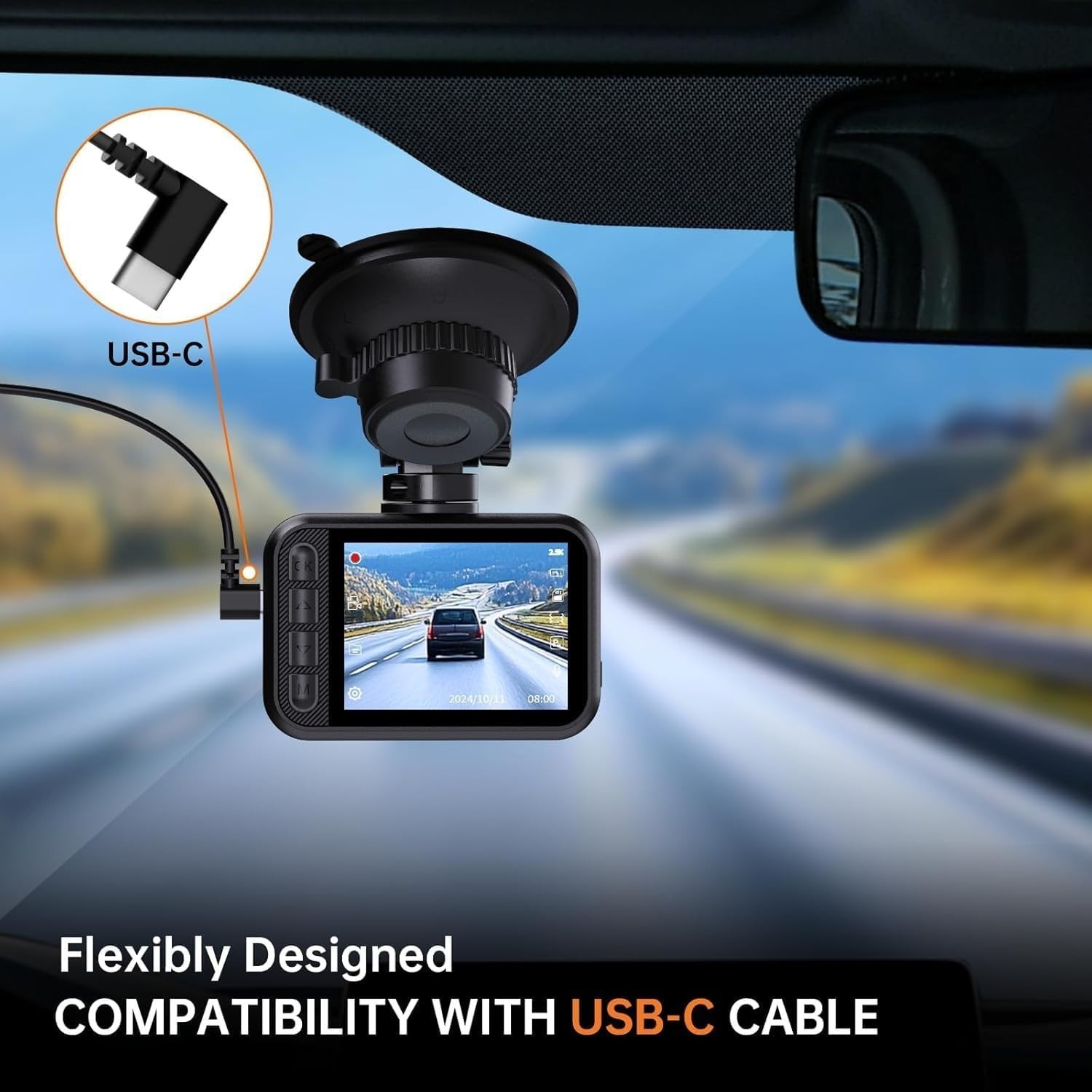 2.5K Dual Dash Cam Front Rear 2560P 170° Wide Angle Night Vision Parking Monitor