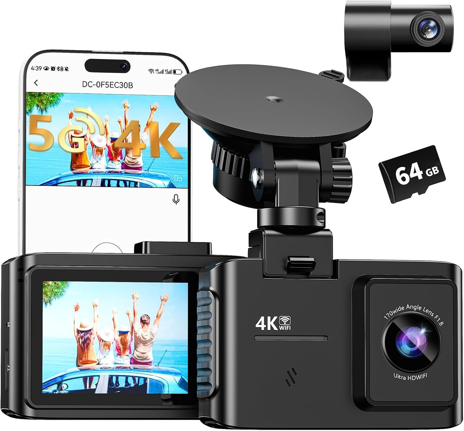 Advanced 4K Dash Cam – Front & Rear Dual Recording with Smartphone App Control