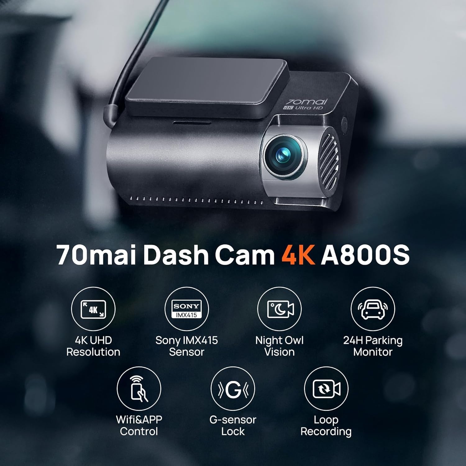 Advanced 4K Dash Cam with G-Sensor, Loop Recording & Dual Band WiFi Connectivity