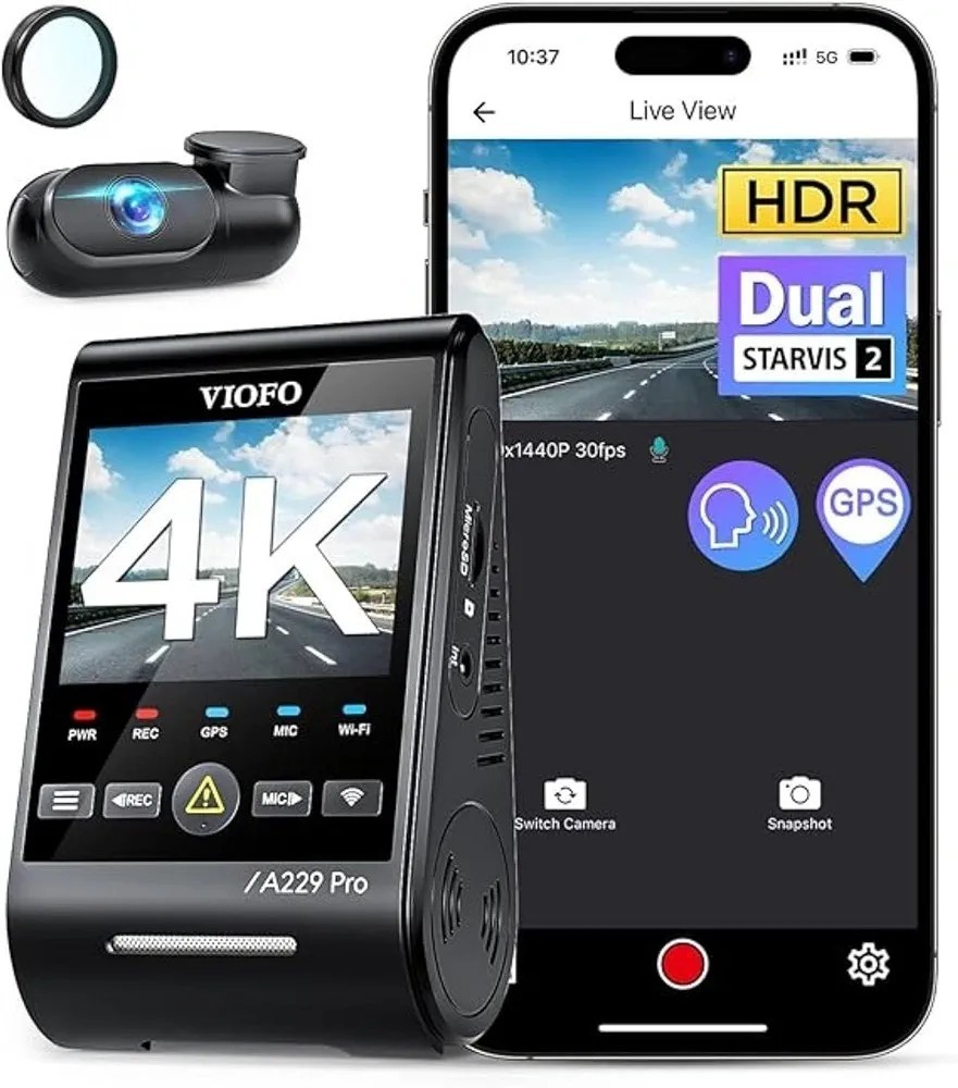 VIOFO A229 Pro 4K HDR Dash Cam, Dual STARVIS 2 IMX678 IMX675, 4K+2K Front & Rear