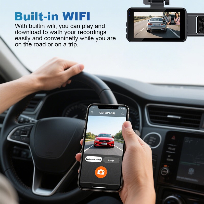 4K Dual Lens Car DVR Camera Dash Cam Front+Rear+Inside Video Recorder G-Sensor