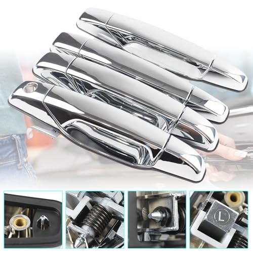 Exterior Chrome Door Handle Front Rear Driver&Passenger Compatible with 2007