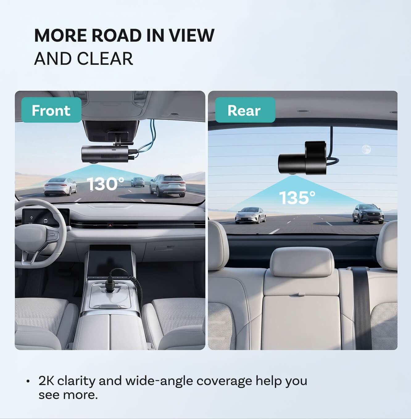 Ottocast Dash Cam Wireless Carplay 2K Front Rear 1080P WiFi Night Vision GPS