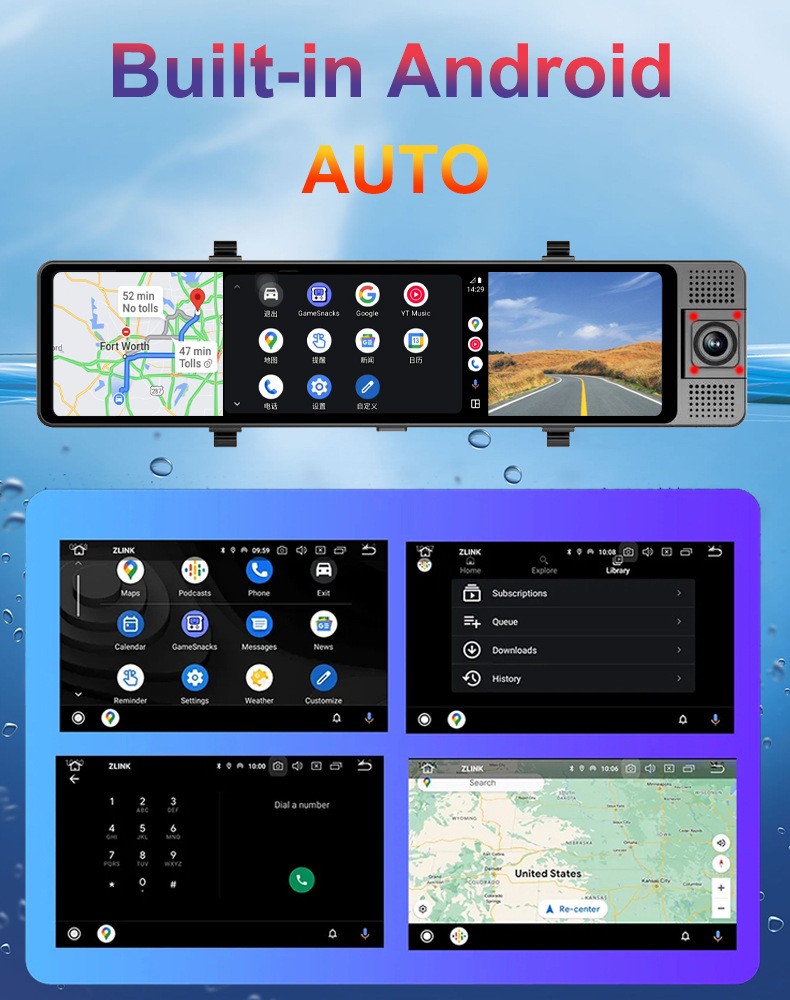 4G Dash Cam Android 13 Car Mirror DVR Camera GPS Navigation Recorder ADAS WIFI