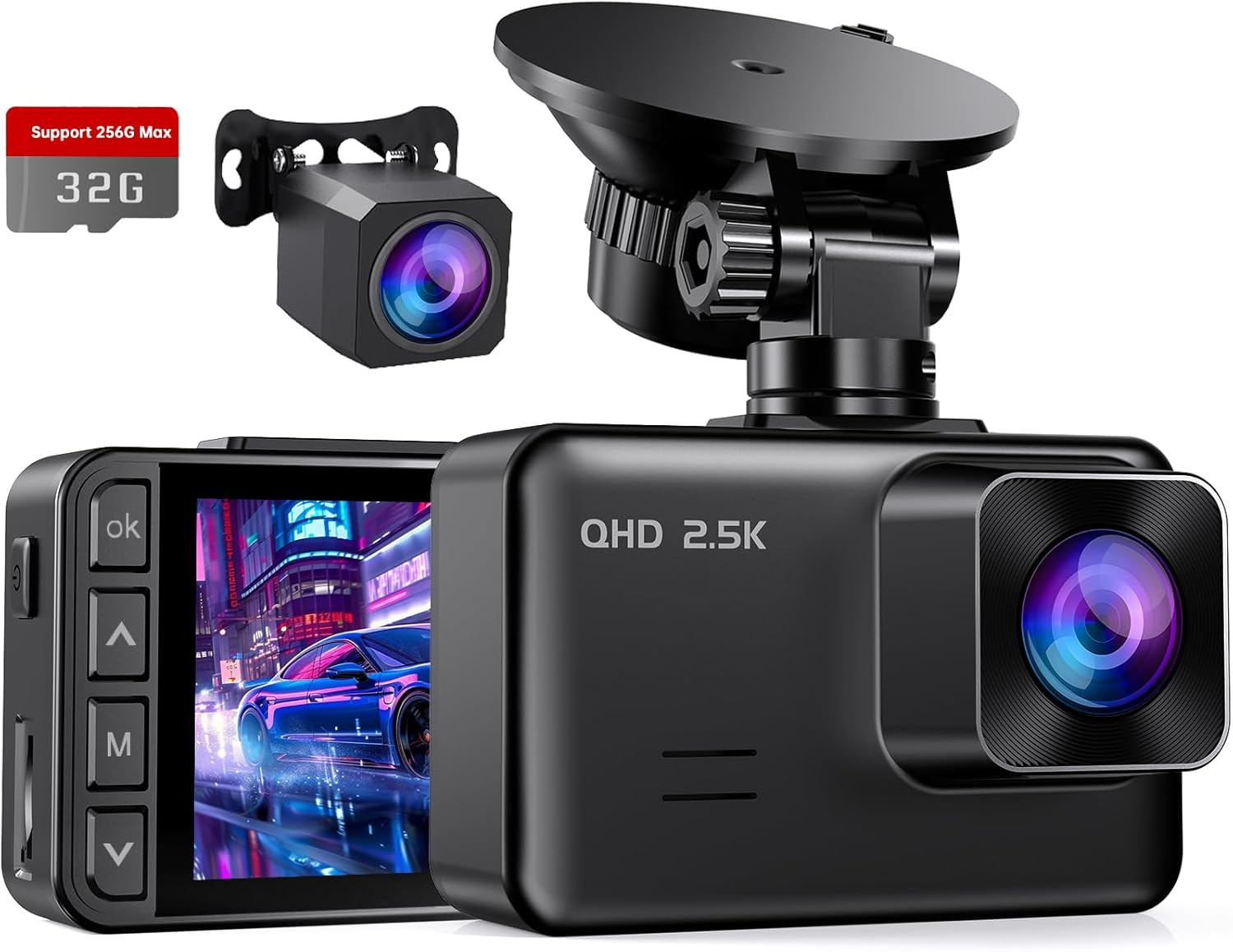 Camara Auto Delantera Trasera 2.5K 1080P 2 Pulgadas Vision Nocturna GSensor 32GB