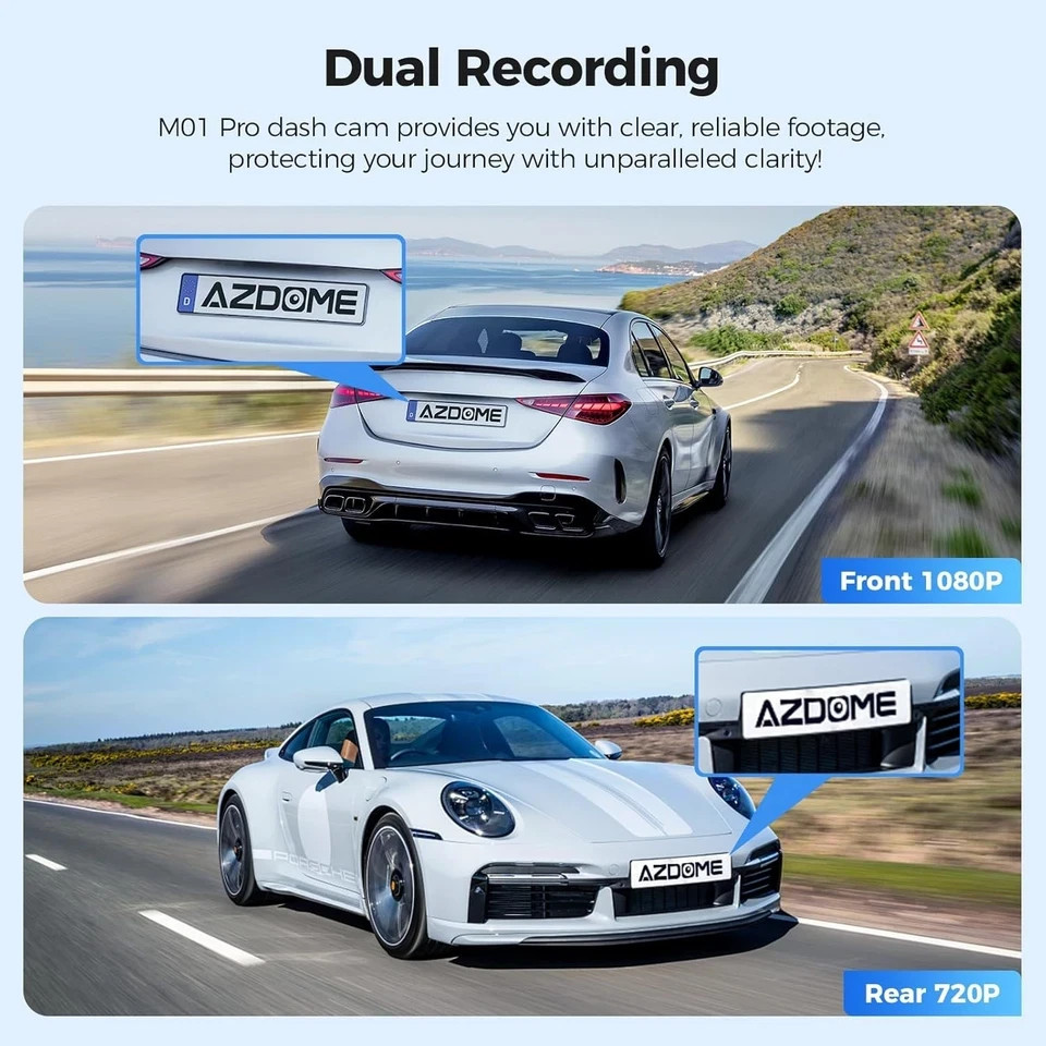 AZDOME M01 Pro 2CH Dash Cam 1080P with ADAS 3″ Screen 24H Parking Mode 🔥New🔥