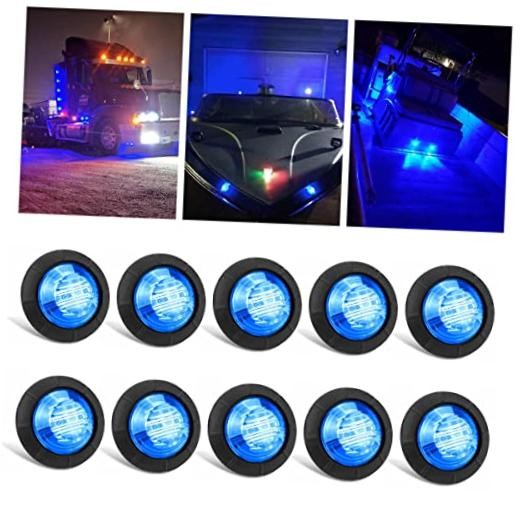 10PCS Sealed Waterproof 3/4″ Mini Round Clearance LED Front Colored Lens Blue