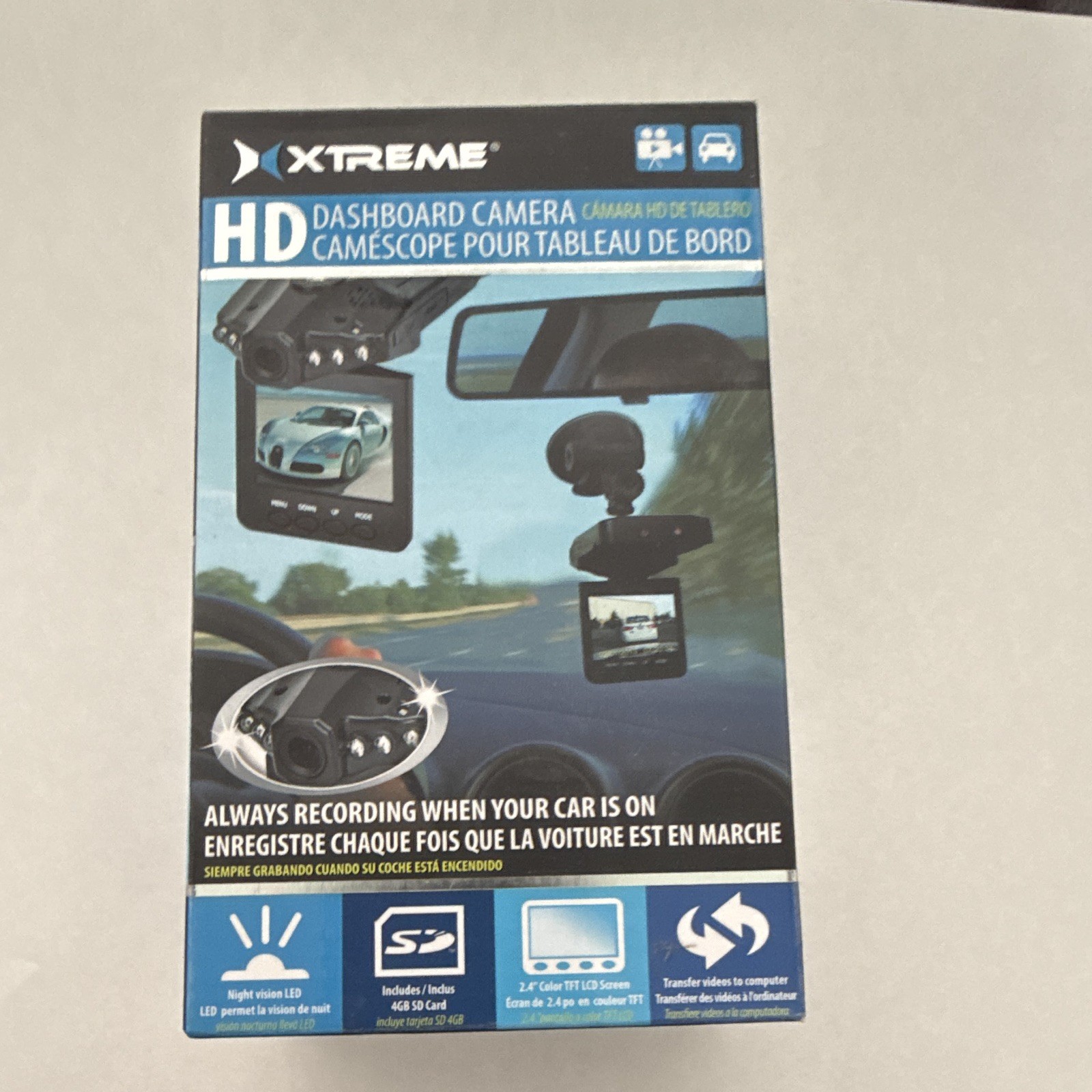 Extreme HD Dashboard Camera Record Sounds- 2.4″ Color LED Screen NIB Dash Cam