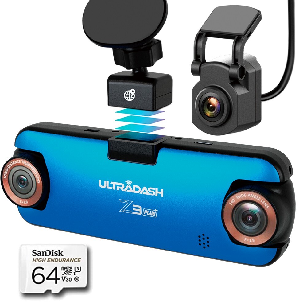 Dash Cam Bundle – UltraDash Z3+ Standard & R1 Rear Cam & HW1-B with 64GB SD Card