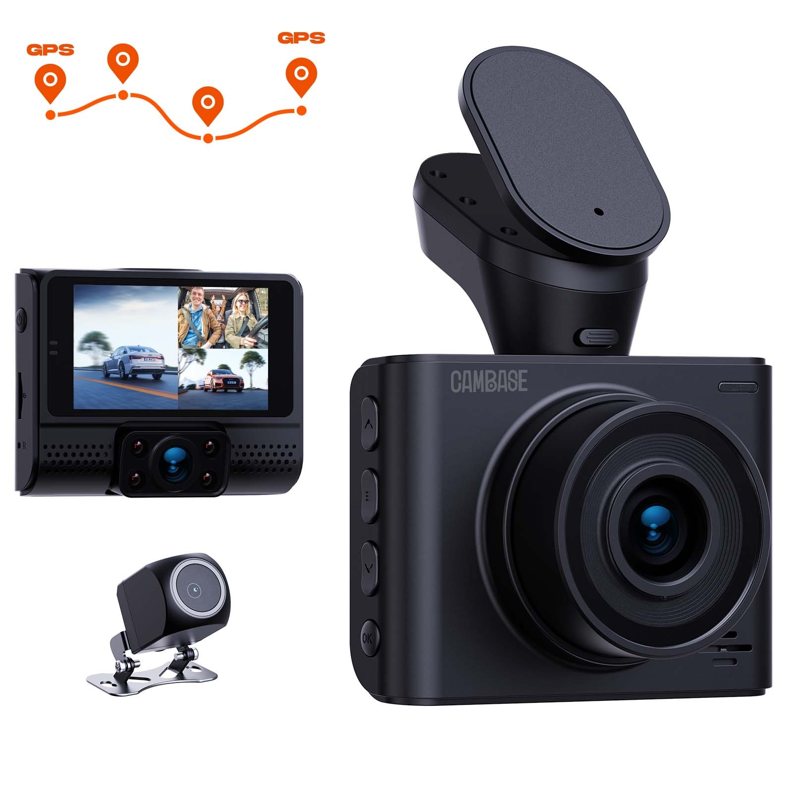 Campark 3CH 1080P GPS Dash Cam Car DVR Video Recorder Camera IR Night Vision