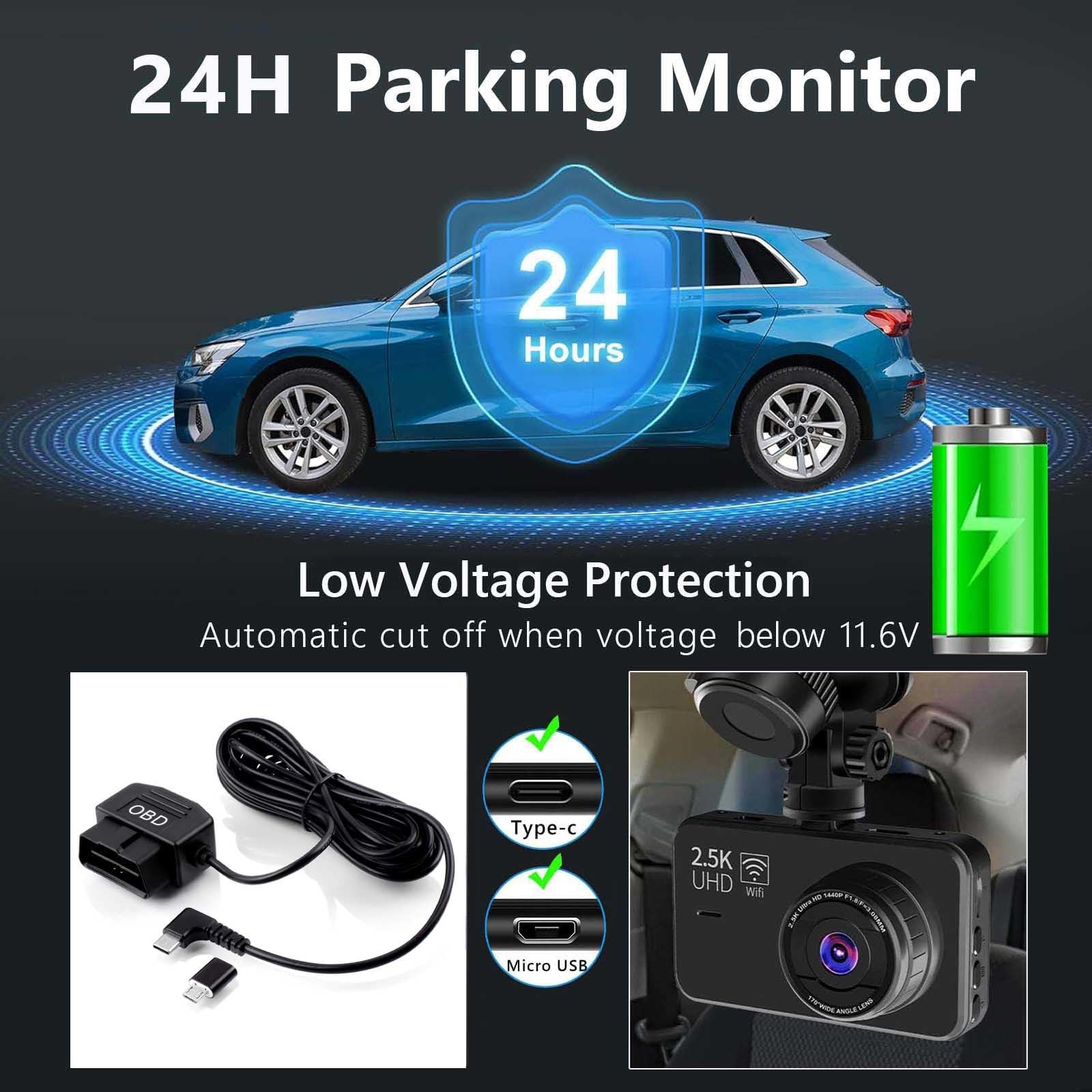 Dash Cam OBD Hardwire Kit Dash Camera USB Type C Hardwire Kit with OBD Power …