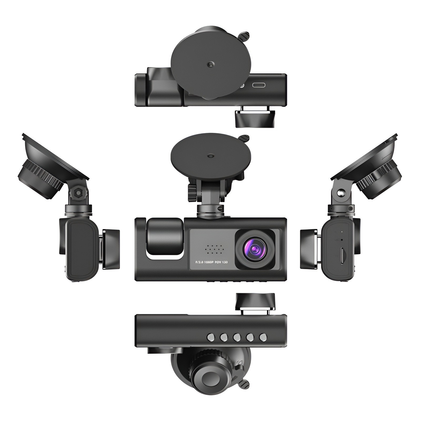 Car Dual Lens Dash Cam HD 1080P Front/Rear/Inside Video Recorder Camera G-Sensor