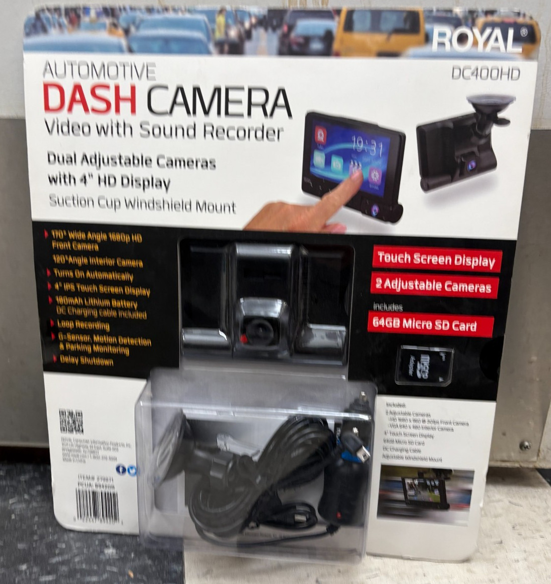NEW 4″ Dash Camera Dc400hd Royal With 64gb Micro SD Card – TOUCH SCREEN DISPLAY!