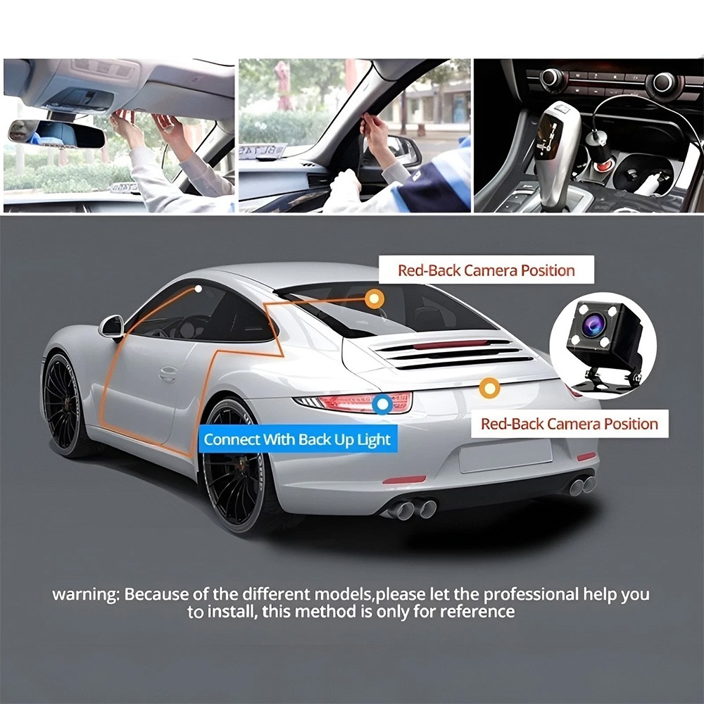 3 Lens Dash Cam Front Rear Inside 1080P Night Vision G-Sensor Parking Monitor