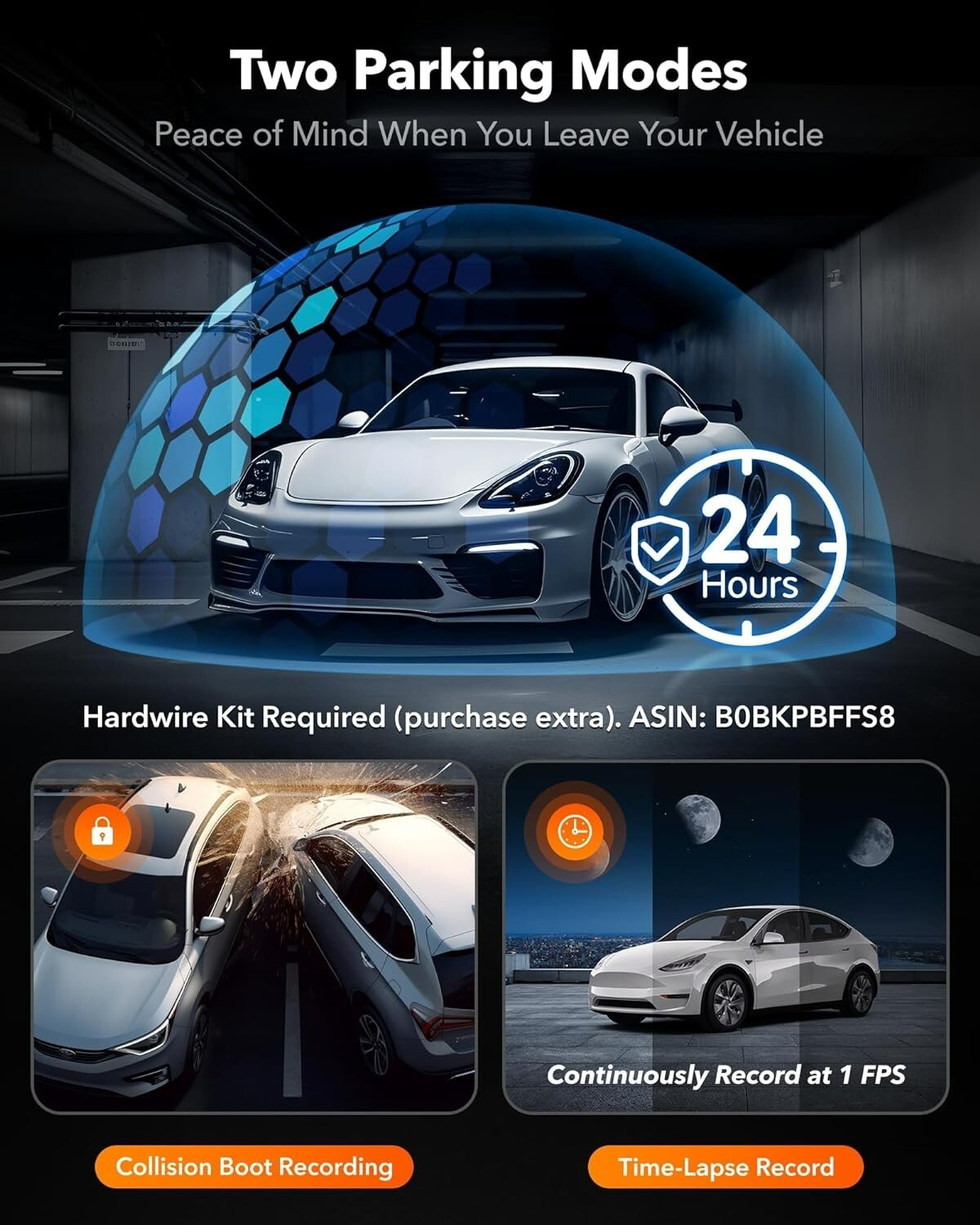 Crystal 3 Channel Dash Cam – 4K+1080P Front and Inside – WiFi GPS – Night Vision