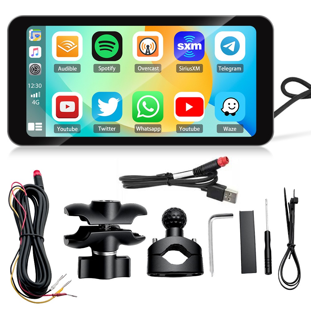 6.3” Motorcycle GPS Maps Portable Carplay/Android Auto Waterproof Touch Screen