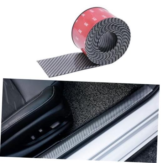 Car Door Sill Protector,2 in x 118 in Anti-Scratch Car Door Carbon Fibre black