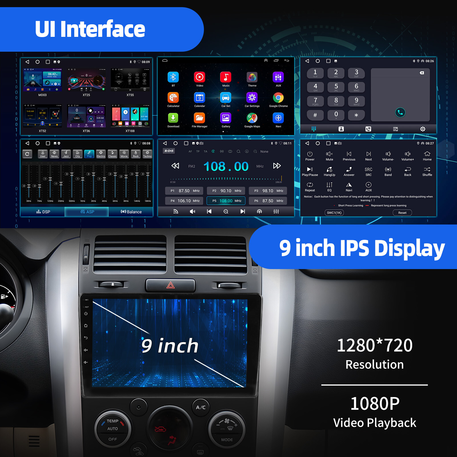 4+64G Android 14 Apple CarPlay For Suzuki Grand Vitara 2005-15 Car Stereo Radio
