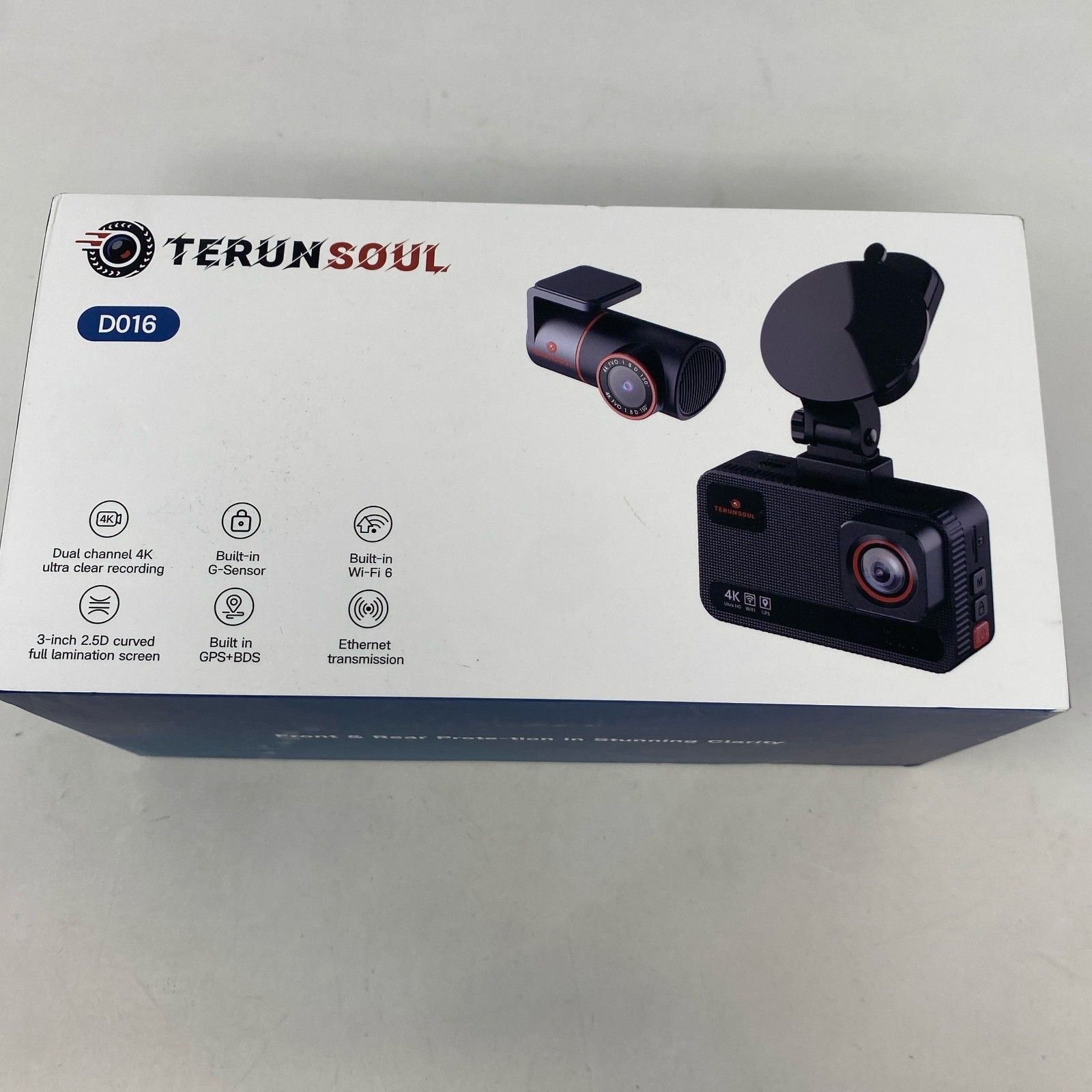 TERUNSOUL D016 Dual 4K Dash Cam Front+Rear GPS 5.8GHz WiFi – Black