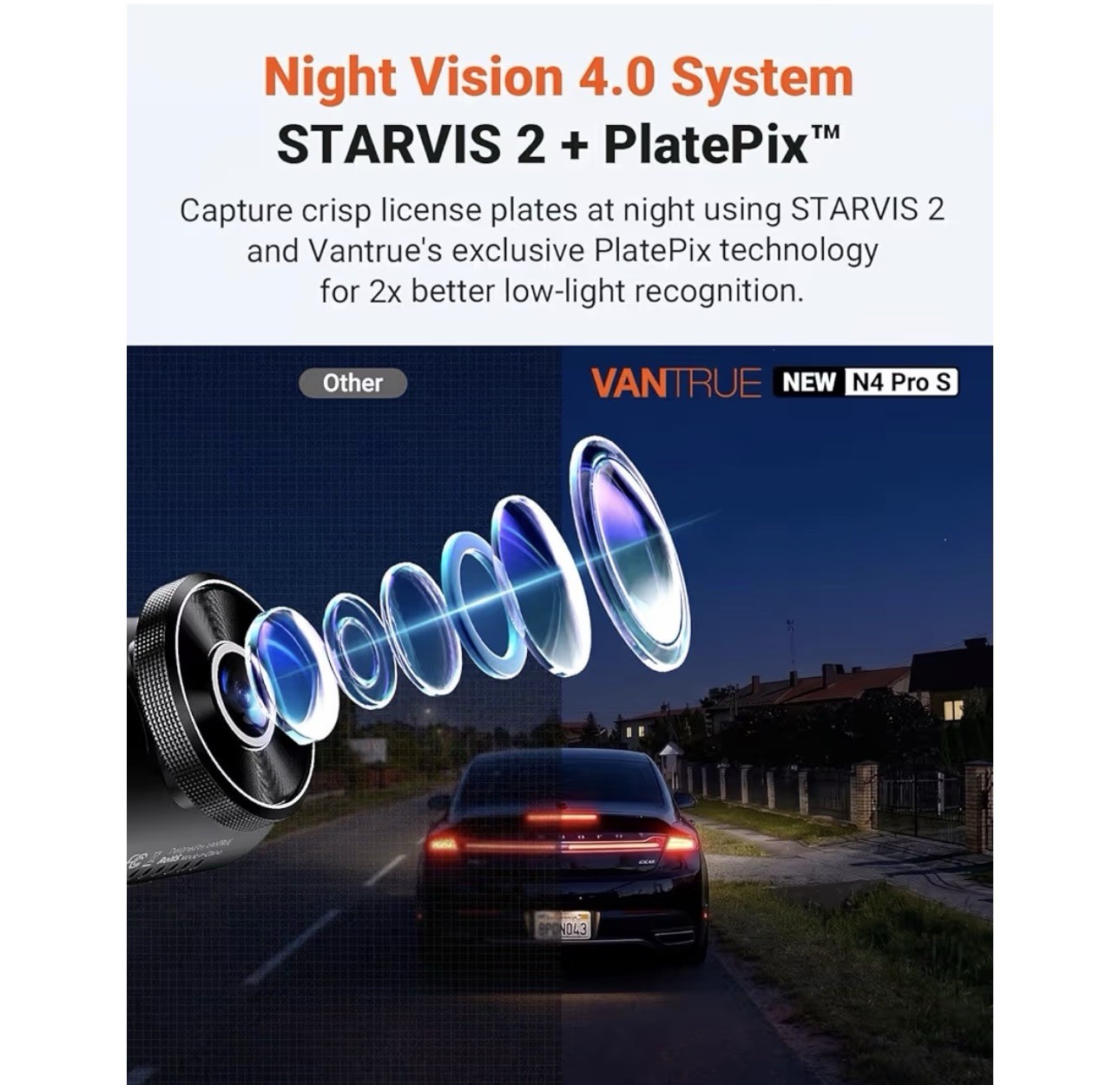 Vantrue N4 Pro S 3 Channel Dashcam 4K Camera GPS + Hardwire Kit Brand New Sealed