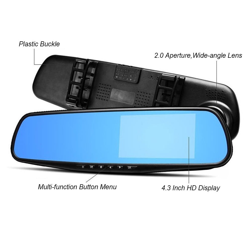 Vehicle Blackbox DVR 1080 Car Rearview Mirror 170 Wide Angle 4.3″ Video Recorder