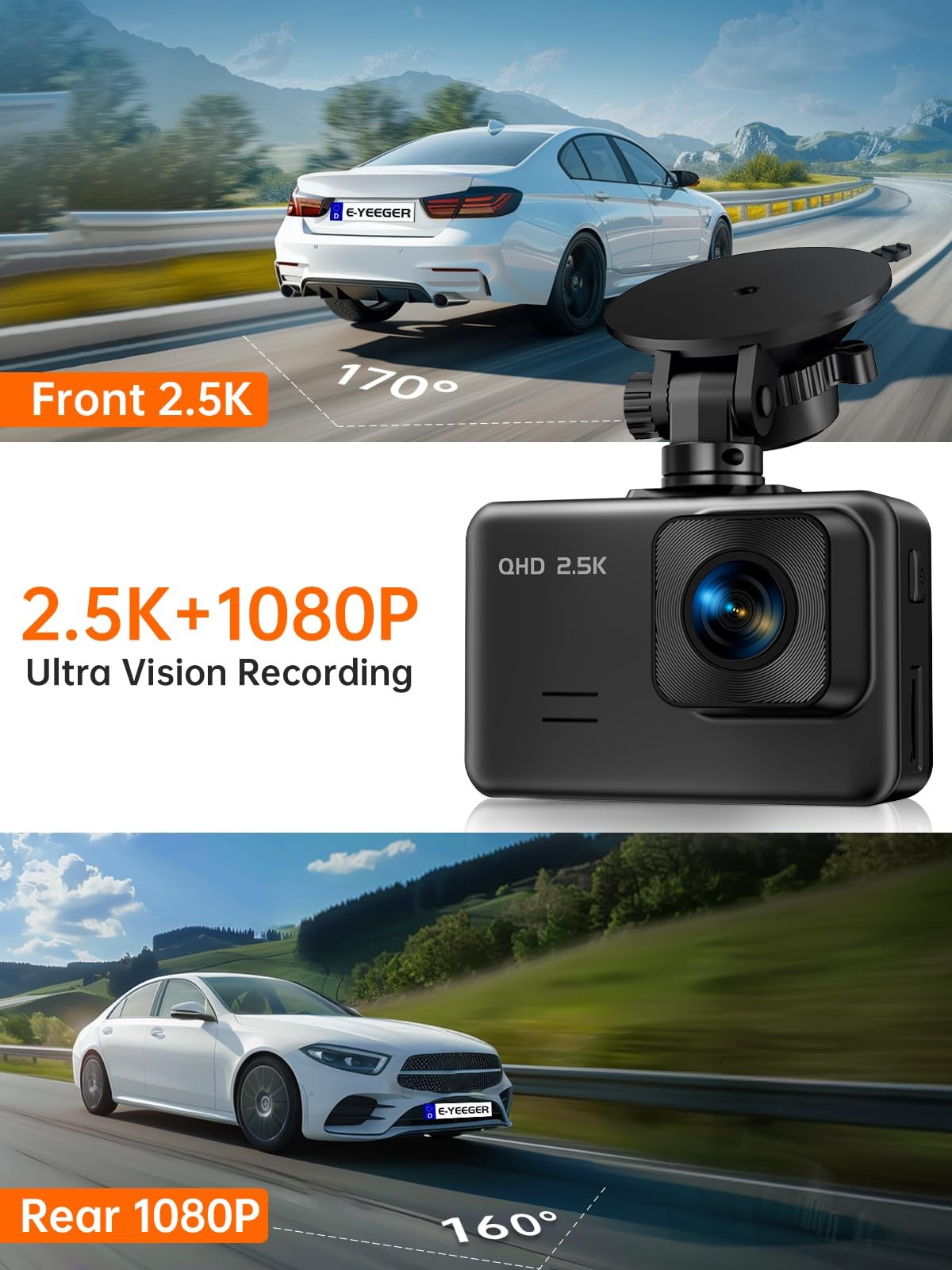 Camara Dual Para Auto Frontal Y Trasera Con Pantalla De 2 Pulgadas Lujo