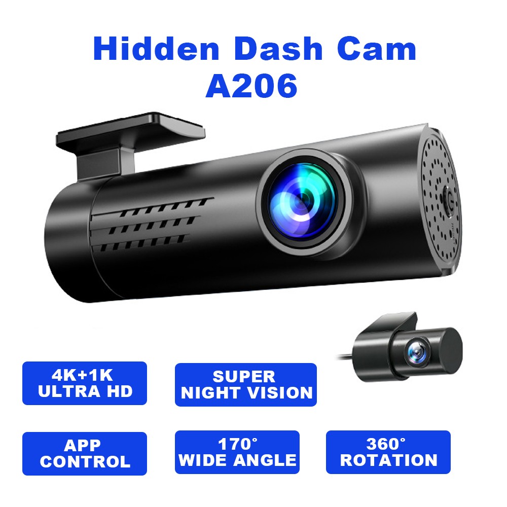 Dash Cam 4K Front and Rear Hidden Mini Dash Cam WIFI Dual Dash Camera 4K+1K