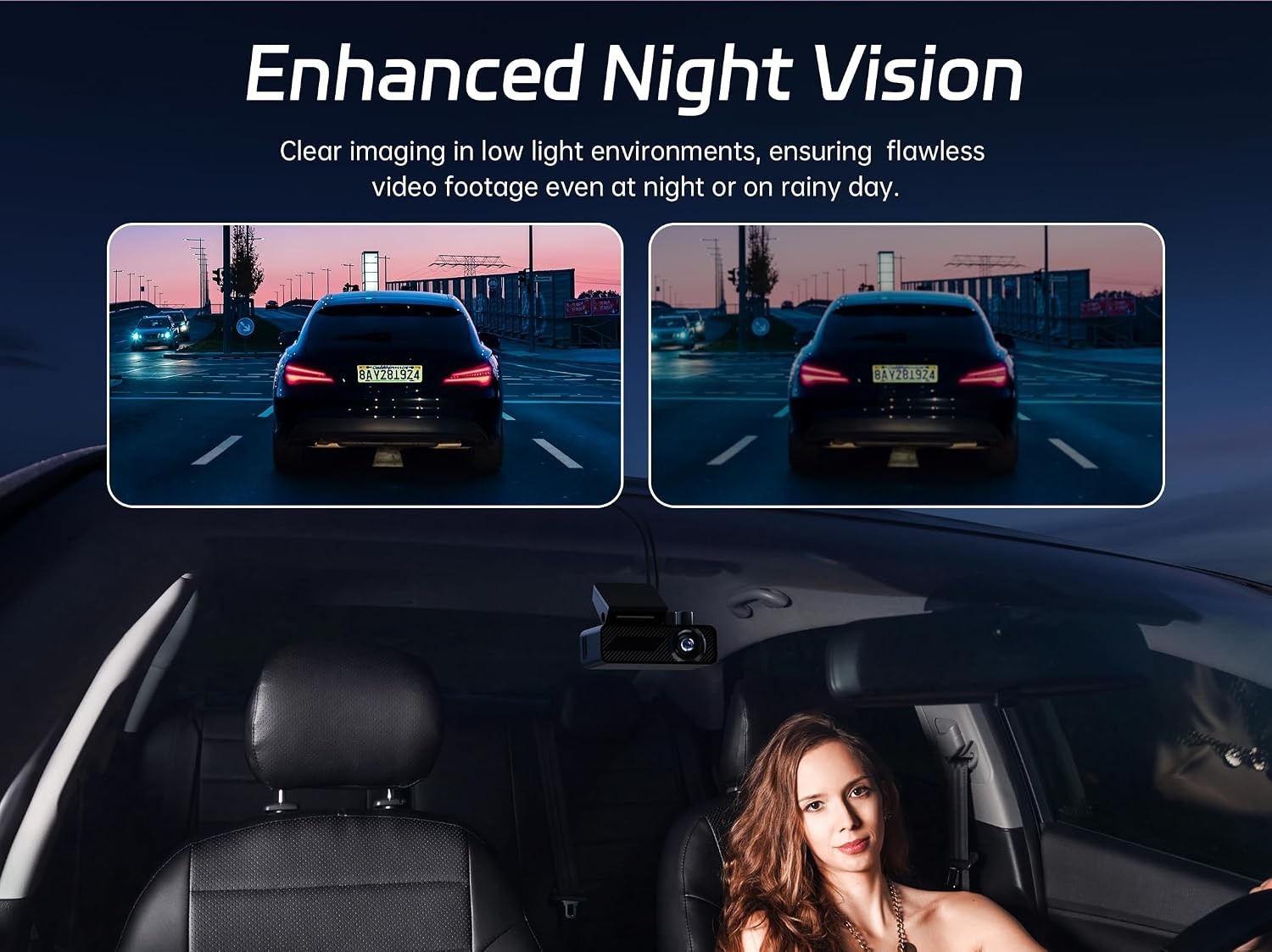 P1 Duo 4K+1080P Dual Dash Cam – Front & Rear with Night Vision & 64GB Card
