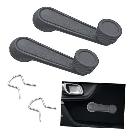 2PCS Interior Window Crank Handle, Window Crank Handle Replacement, Front Gray