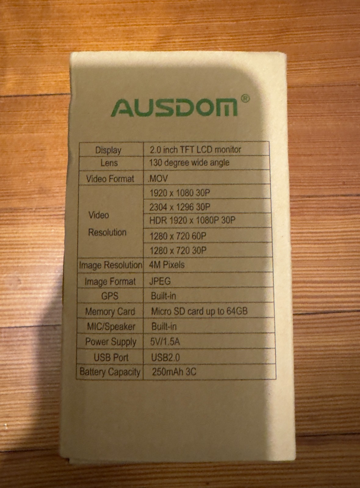 Ausdom A261 Dash Cam 1080p Full HD GPS Car DVR Wide Angle HDR New in Box