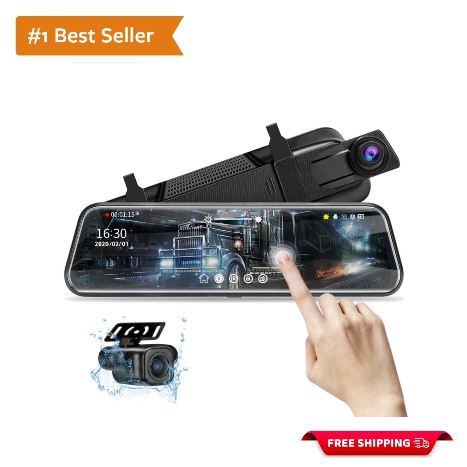 Dual 1080P Cameras with Parking Assist: 10” Mirror Dash Cam for Enhanced Safety