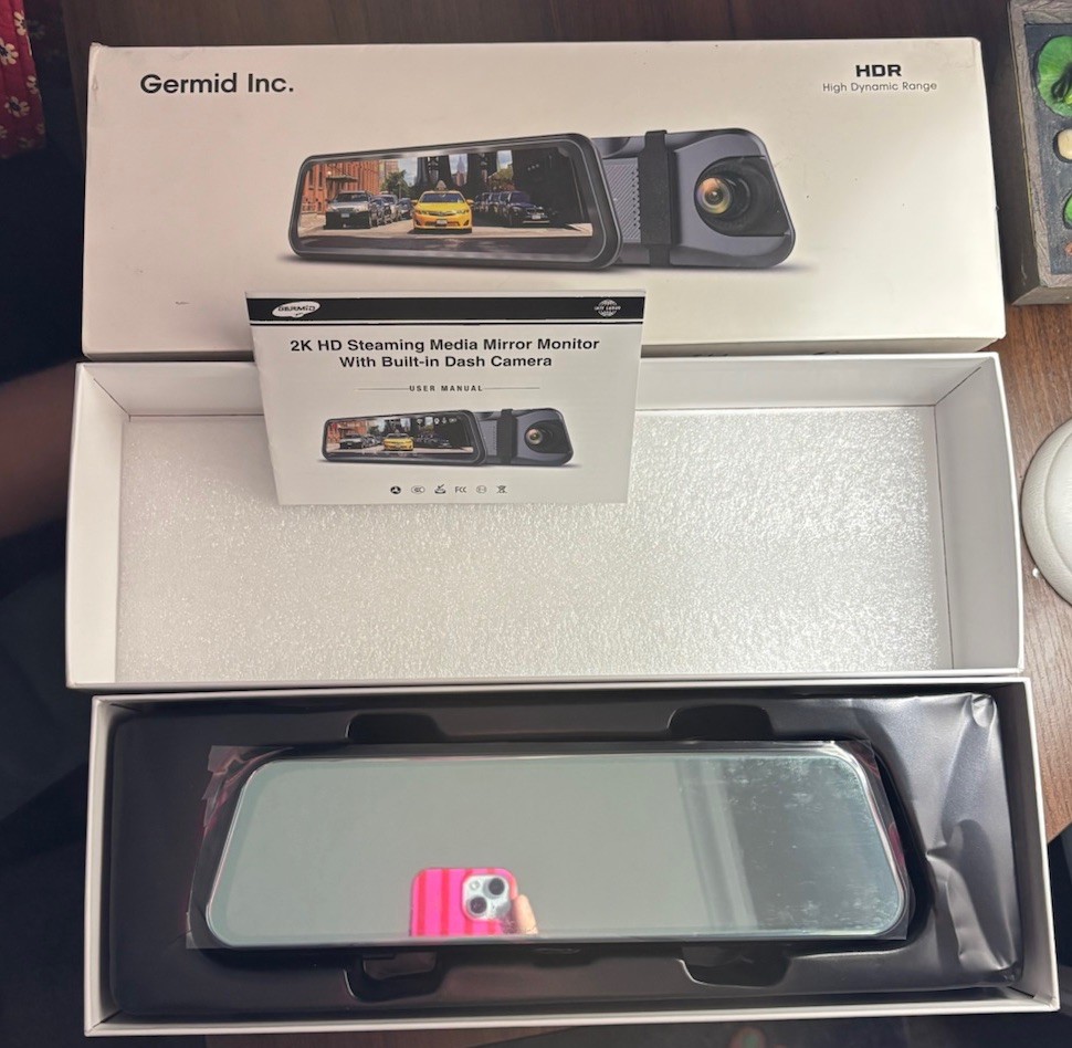 Germid 2K HD Touch Screen Mirror Dash Cam DVR Front & Rear Camera New in Box