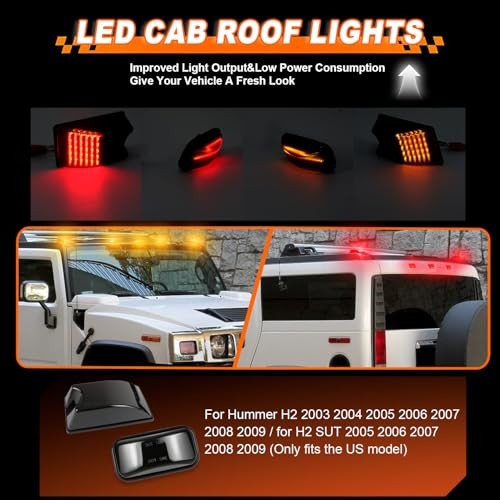LED Cab Roof Lights 10pcs Kit for Hummer H2 2003-2009 H2 SUT 2005-2009, Full