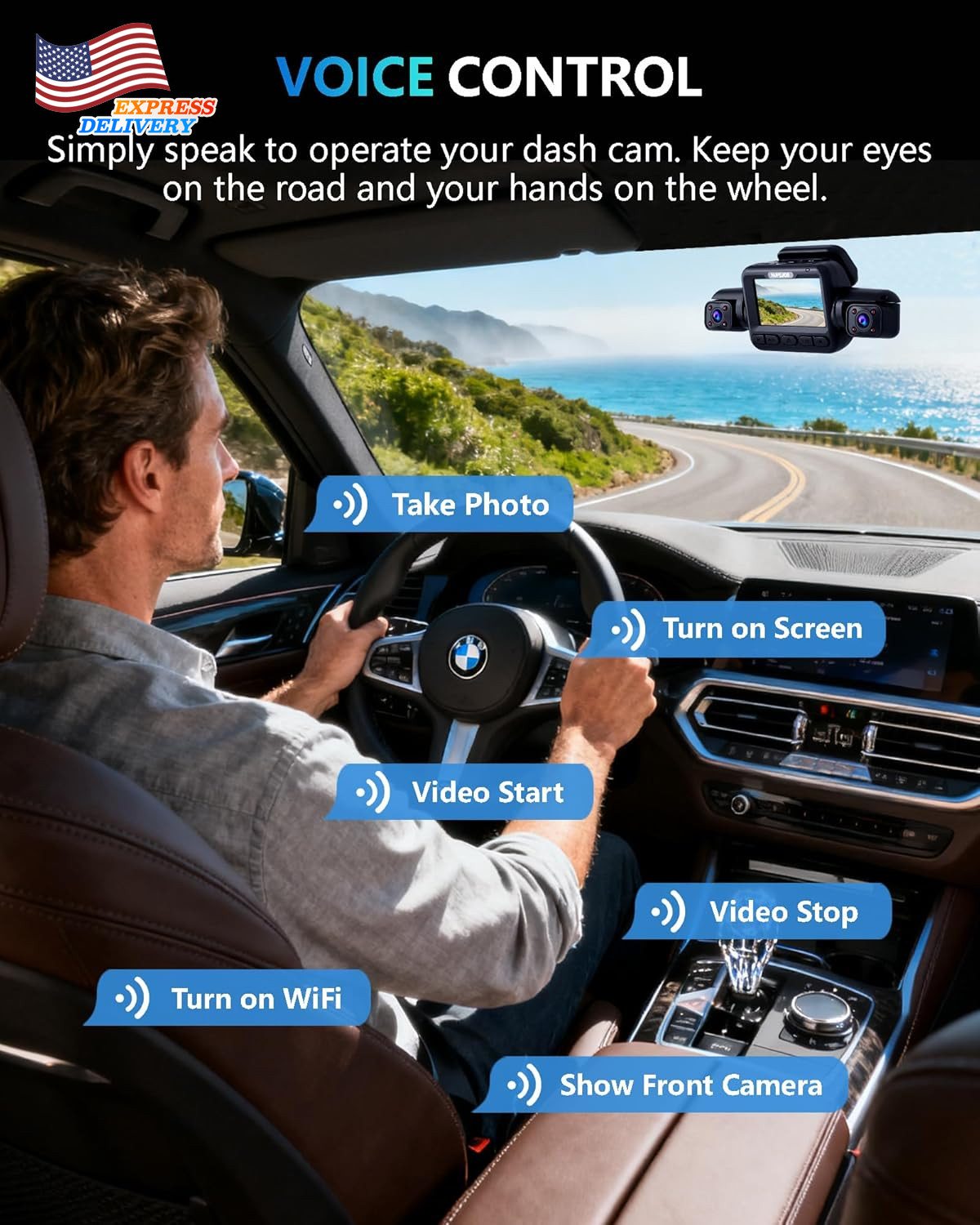 Dash Cam 4 Channel Front and Rear Inside 360° Car Camera 4K UHD