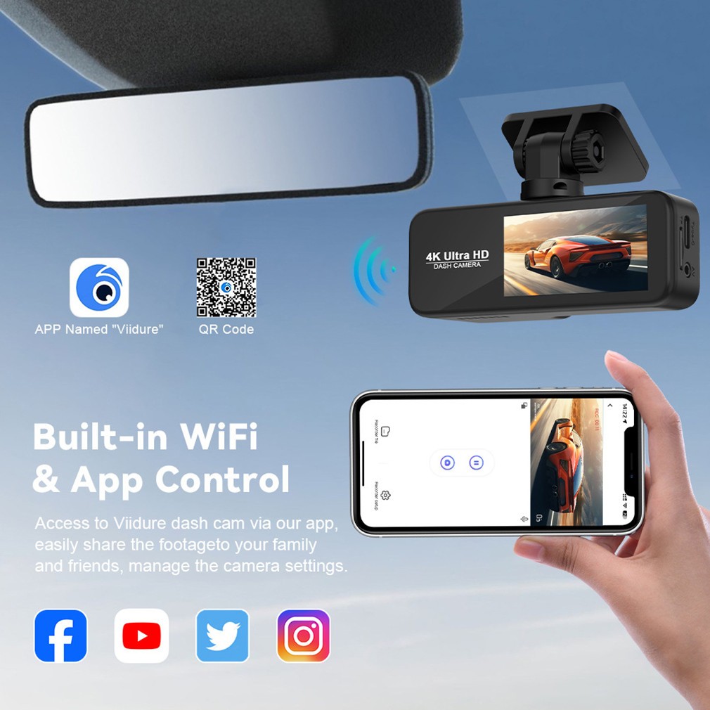 Ultra HD 4K WIFI Dash Cam Front And Rear GPS Night Vision Car DVR Video Recorder