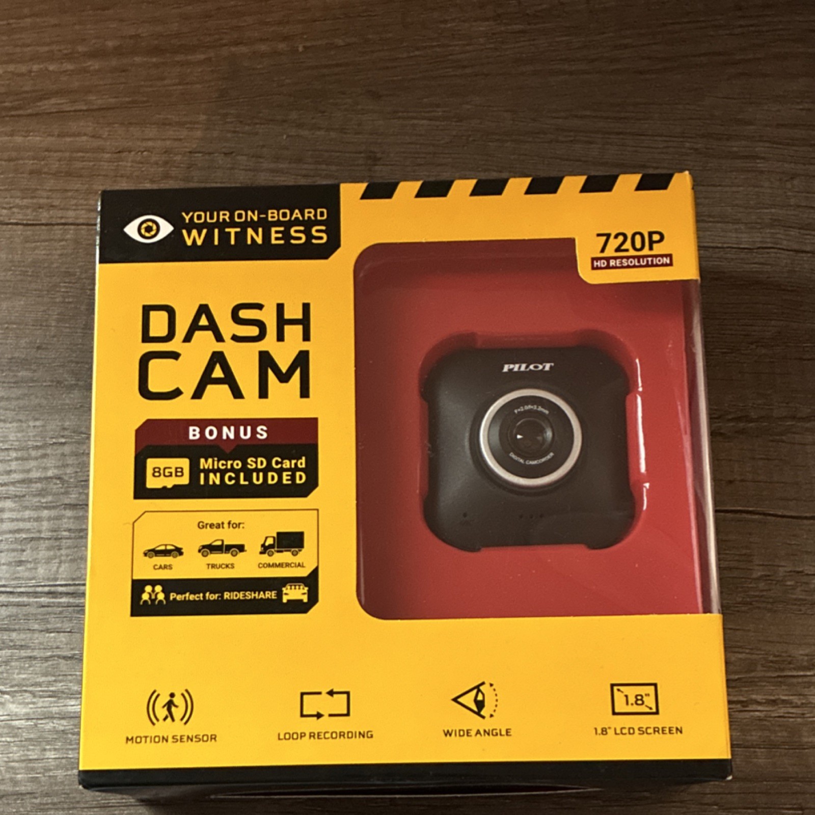 NEW! Pilot Dash Cam! 720p HD Resolution 8GB MicroSD Card WM-802 Wide Angle