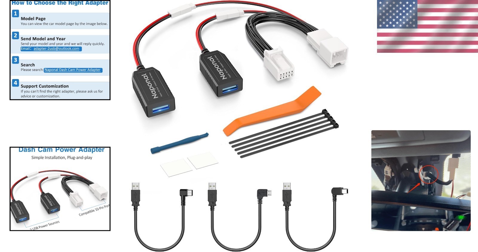 Dash Cam Charger Cable for Toyota Lexus Subaru