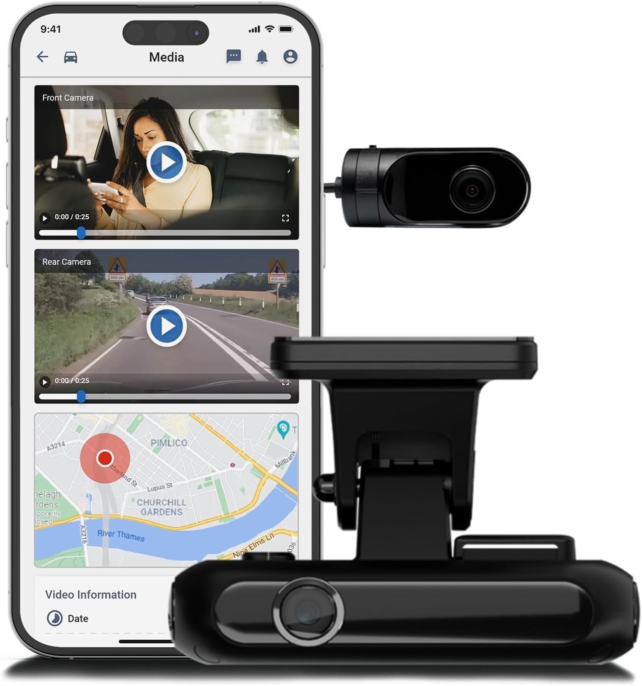 4G Dual Vision Dashcam GPS Tracker with OBD II Power – Dual HD Cameras, Real-…