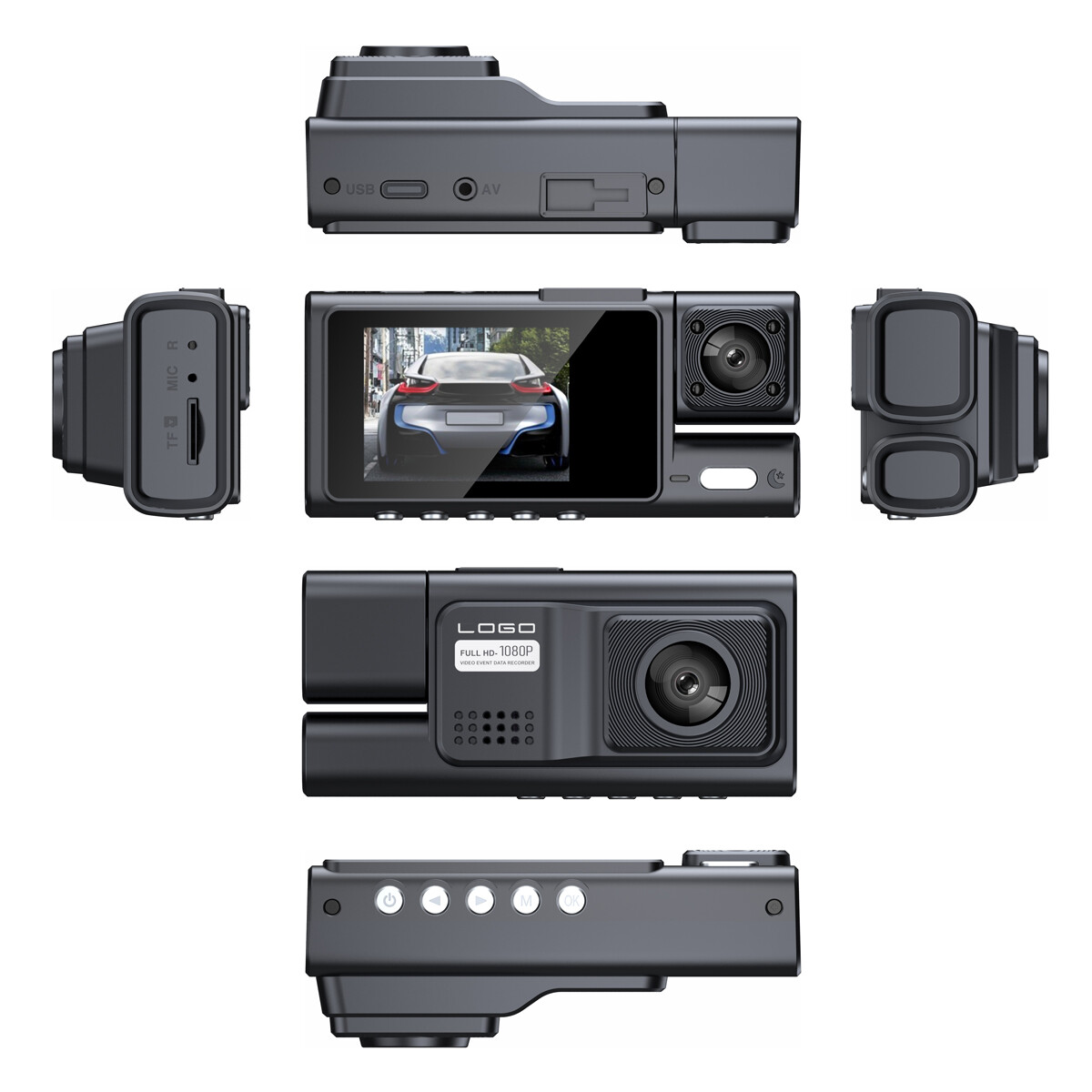 Car Dual Lens Dash Cam HD 1080P Front/Rear/Inside Video Recorder Camera G-sensor