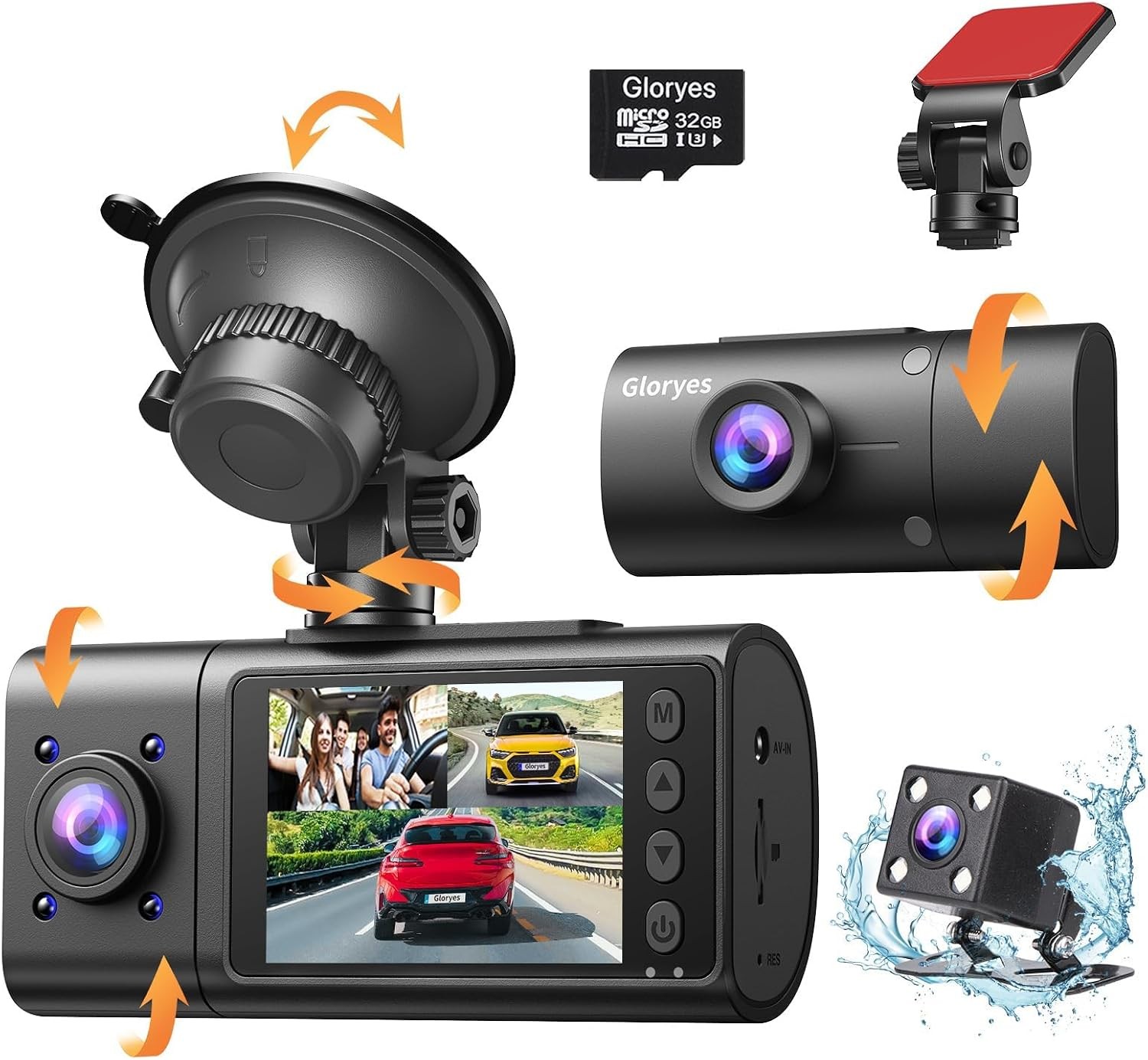 2025 Dash Cam, 3 Channel Dash Cam Front and Rear Inside, Interior Car Camera,2.5