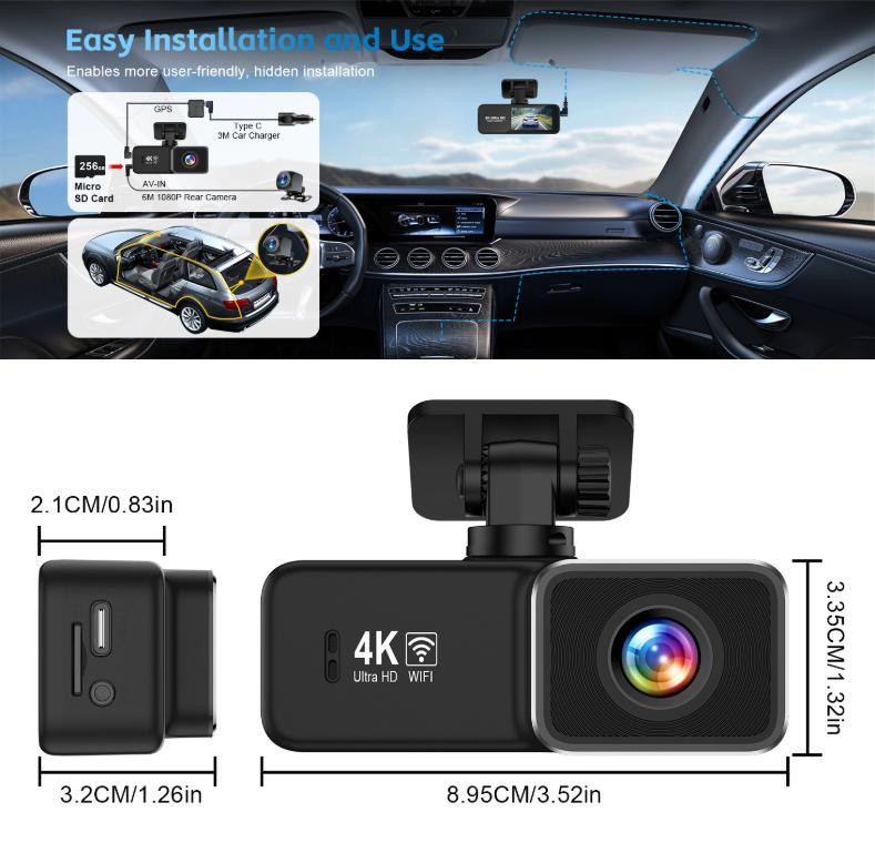Ultra HD 4K WIFI Dash Cam Front And Rear GPS Night Vision Car DVR Video Recorder