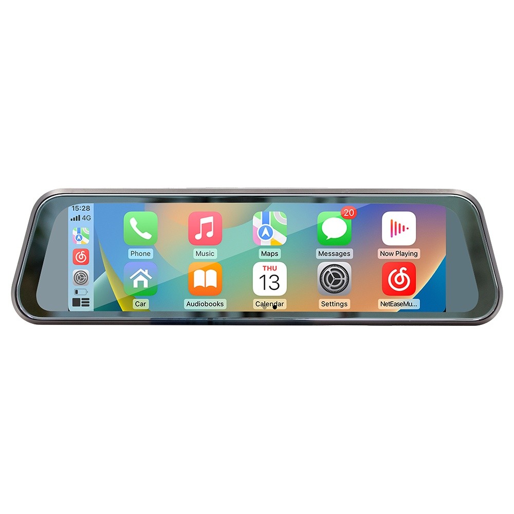 Apple CarPlay Car Rearview Mirror DVR Driving Recorder 9.36in AUX/BT/FM/TF Cam