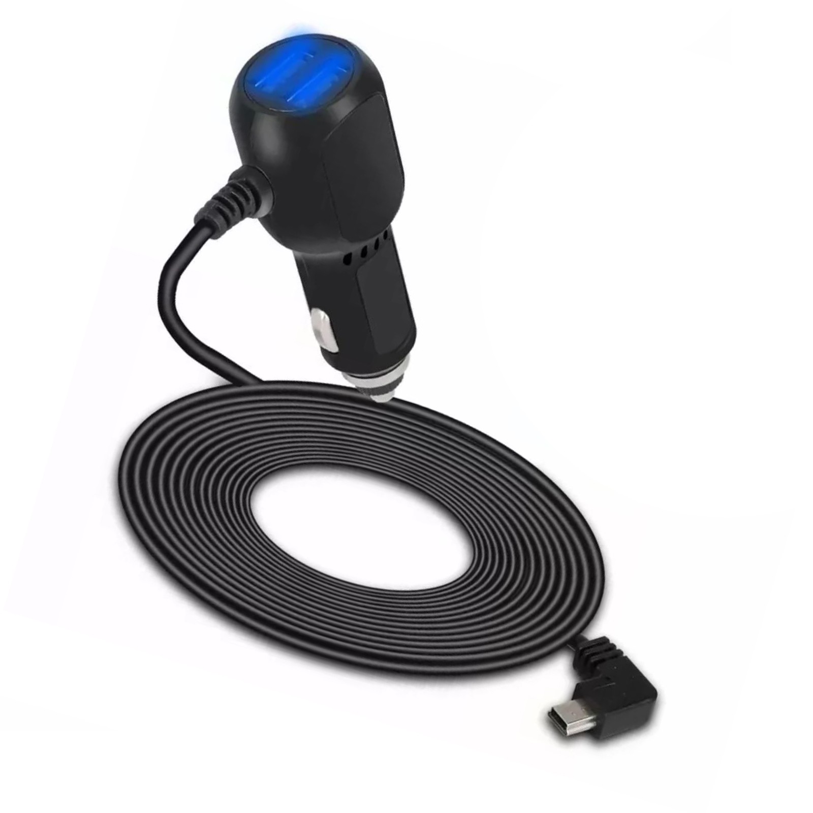 Black Dash Cam Car Charger Mini USB Cable 11.5ft Power Cord For DVR Camera GPS