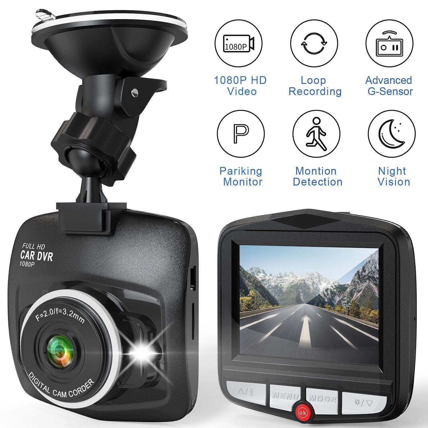 2.4” Dash Cam Car DVR Dashboard Camera G-sensor 1080P Full HD Night Vision