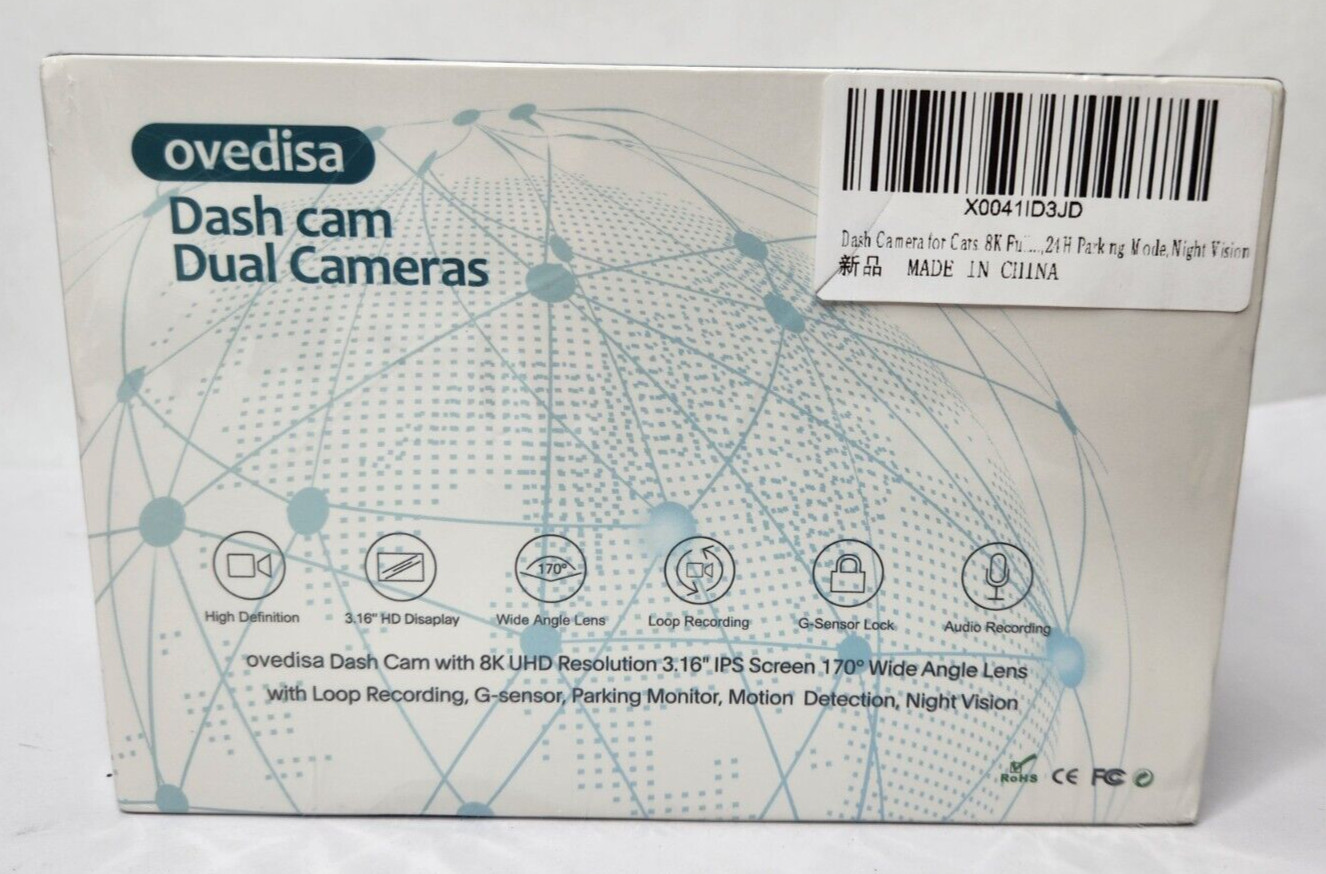 Dash Camera for Cars, 8K Full UHD Dash Cam Front and Rear Inside